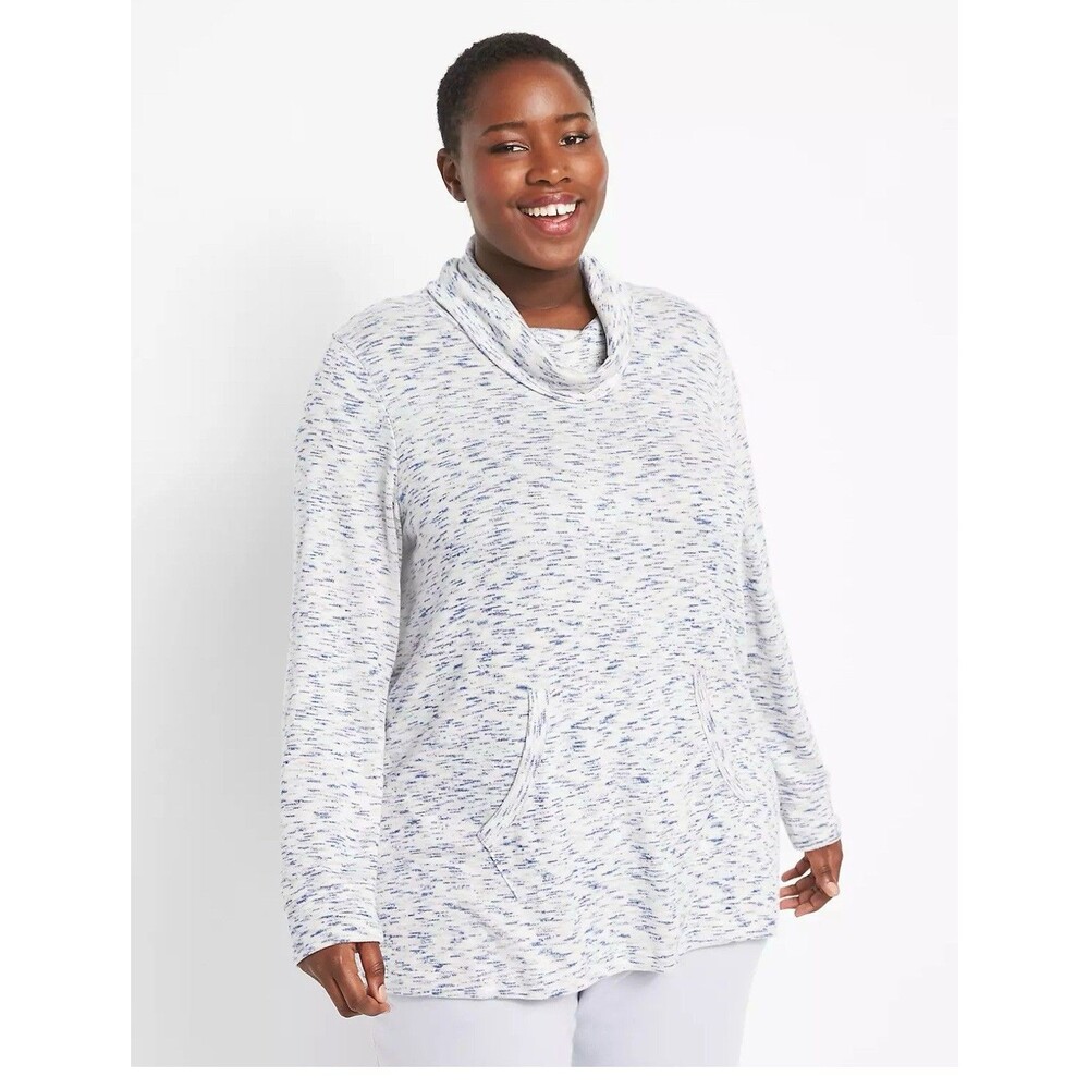 Livi Gray Blue Cowlneck Top Women's Size 22/24 Athleisure Loungewear Yoga Fall